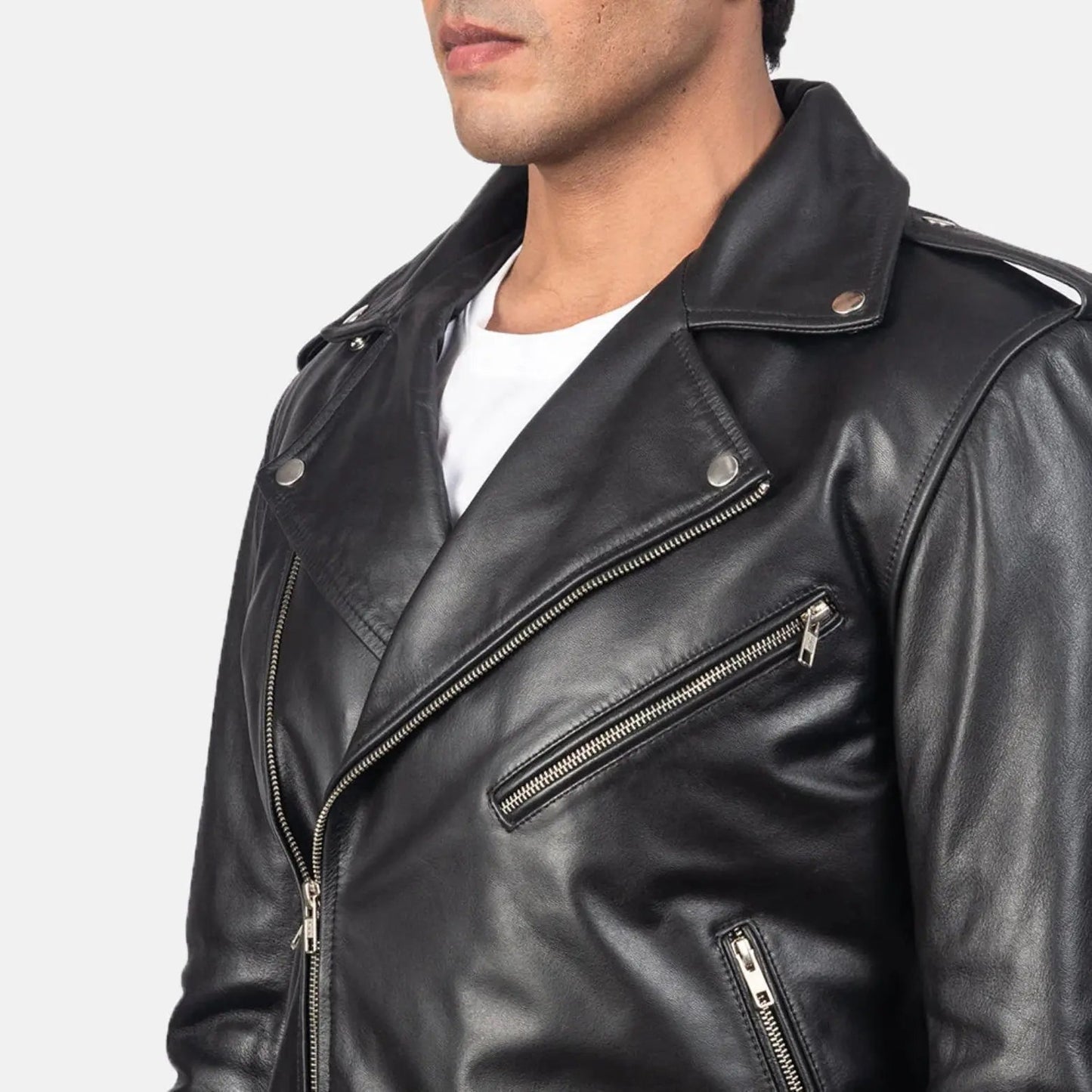 Allaric Alley Black Leather Biker Jacket TOSCANO LEATHER