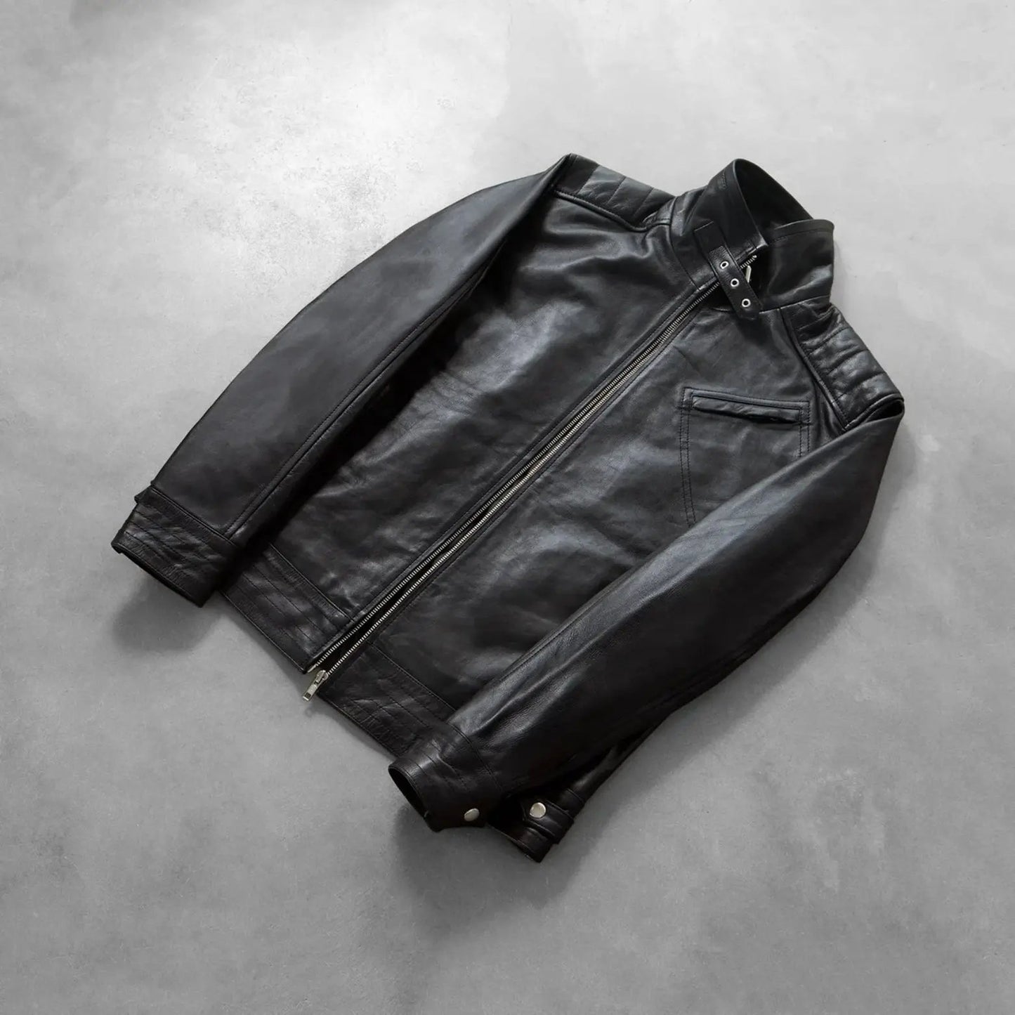 Legacy Black Leather Biker Jacket TOSCANO LEATHER