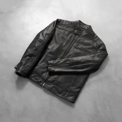 Dean Black Leather Biker Jacket TOSCANO LEATHER