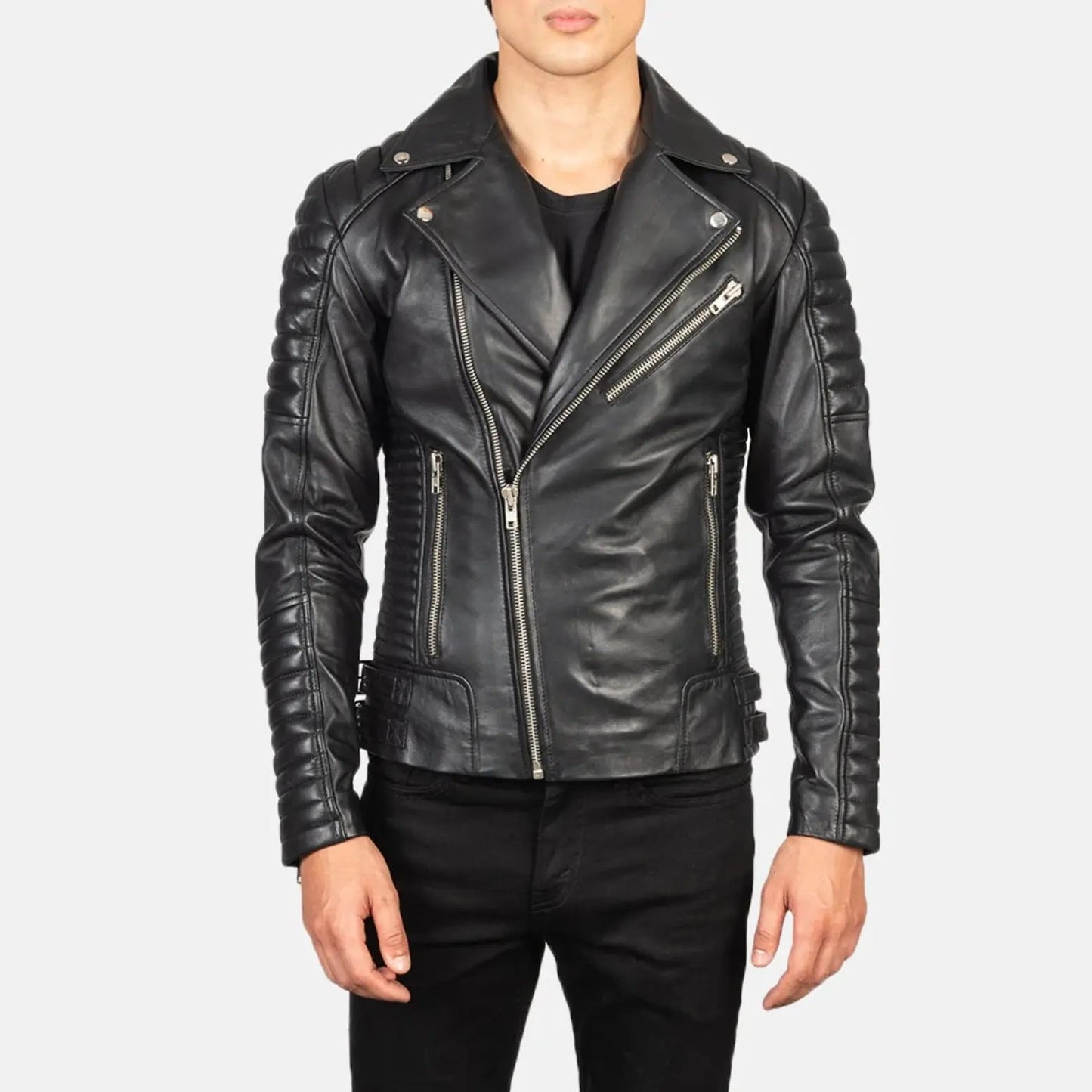 Armand Black Leather Biker Jacket TOSCANO LEATHER