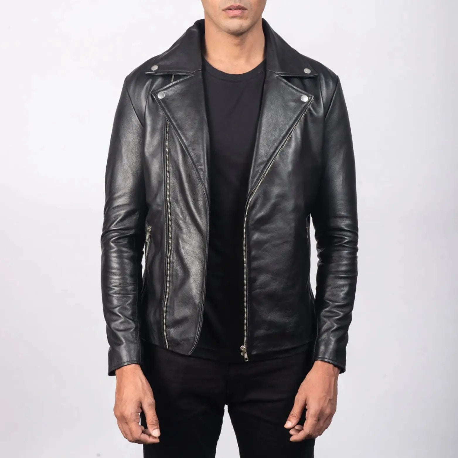 Noah Black Leather Biker Jacket TOSCANO LEATHER