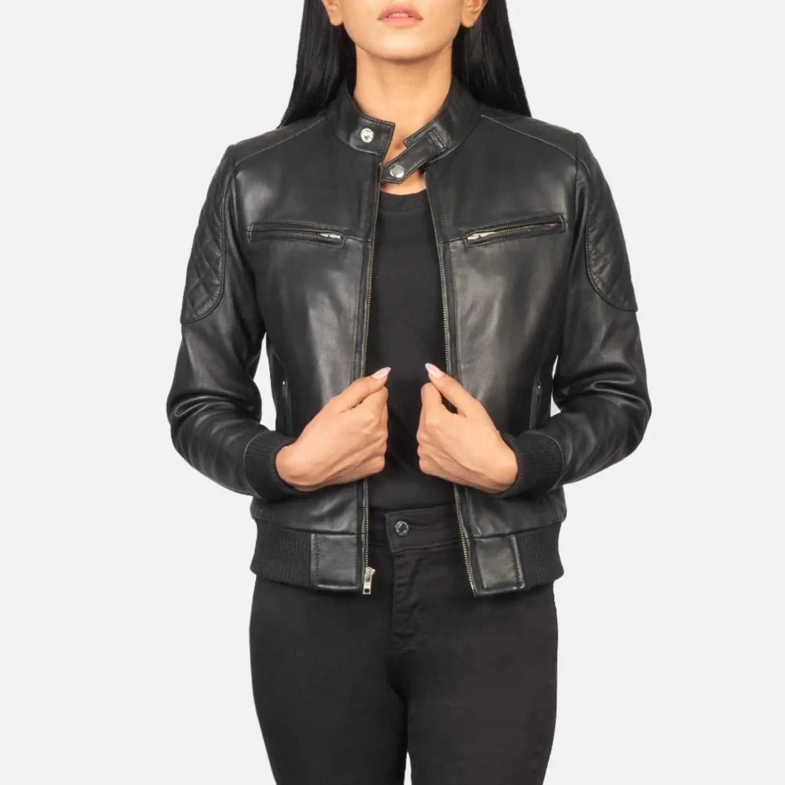 Zenna Black Leather Bomber Jacket TOSCANO LEATHER