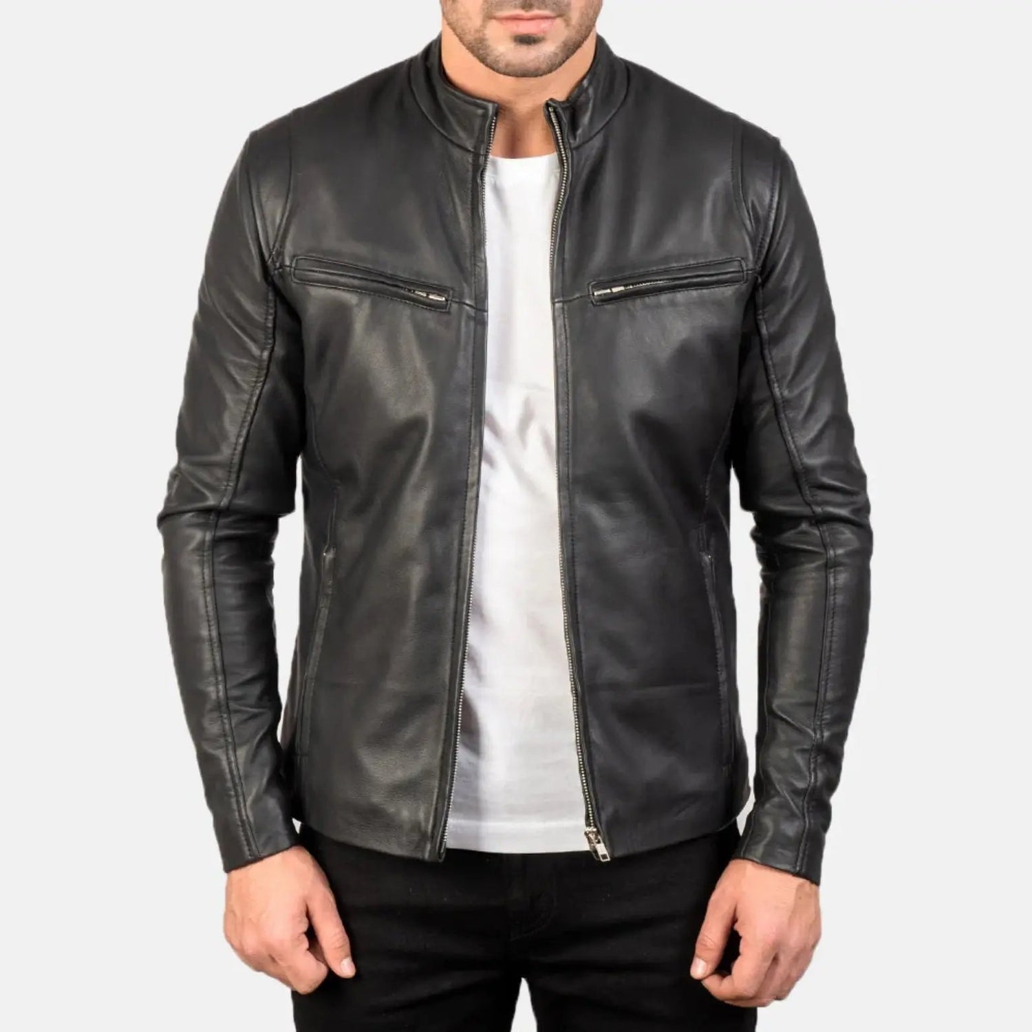Ionic Black Leather Jacket TOSCANO LEATHER