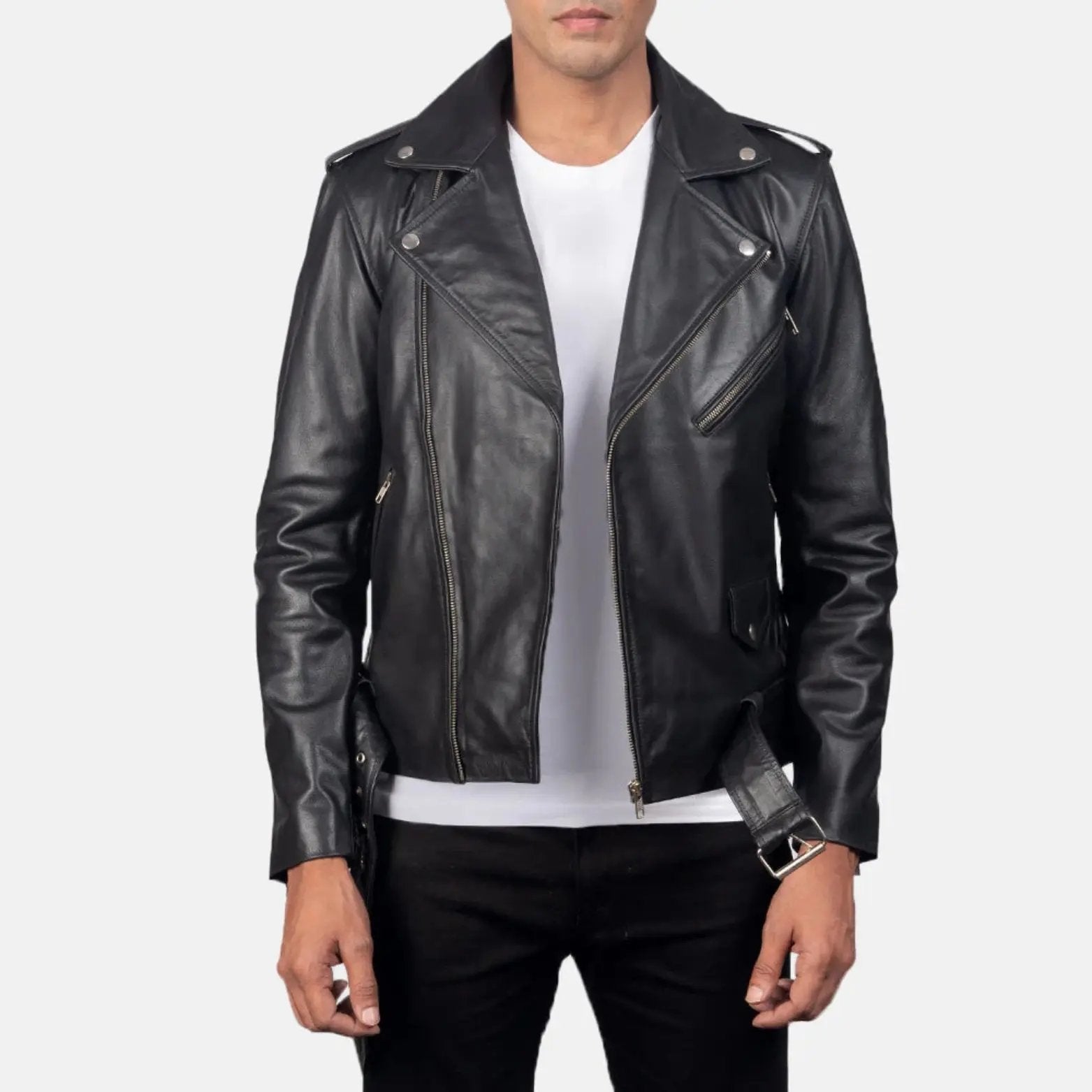 Allaric Alley Black Leather Biker Jacket TOSCANO LEATHER