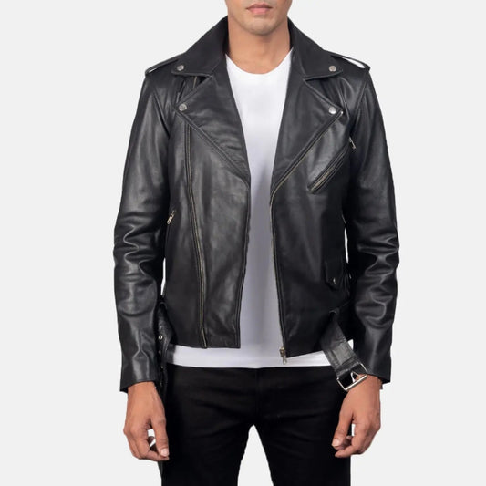 Allaric Alley Black Leather Biker Jacket TOSCANO LEATHER