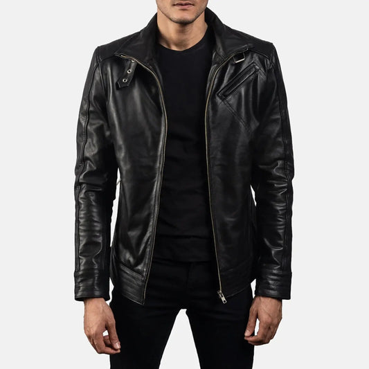 Legacy Black Leather Biker Jacket TOSCANO LEATHER