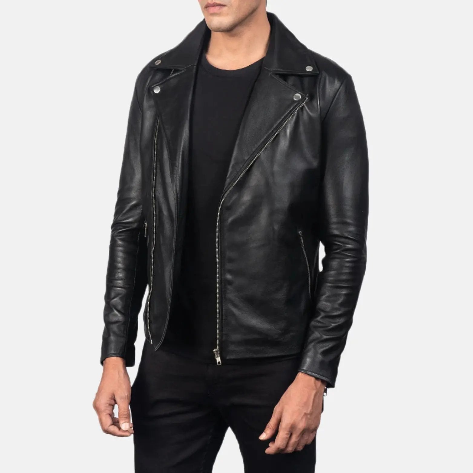 Noah Black Leather Biker Jacket TOSCANO LEATHER