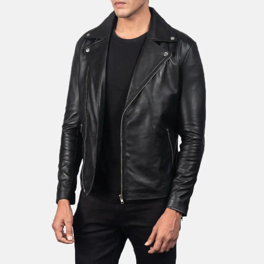 Noah Black Leather Biker Jacket TOSCANO LEATHER