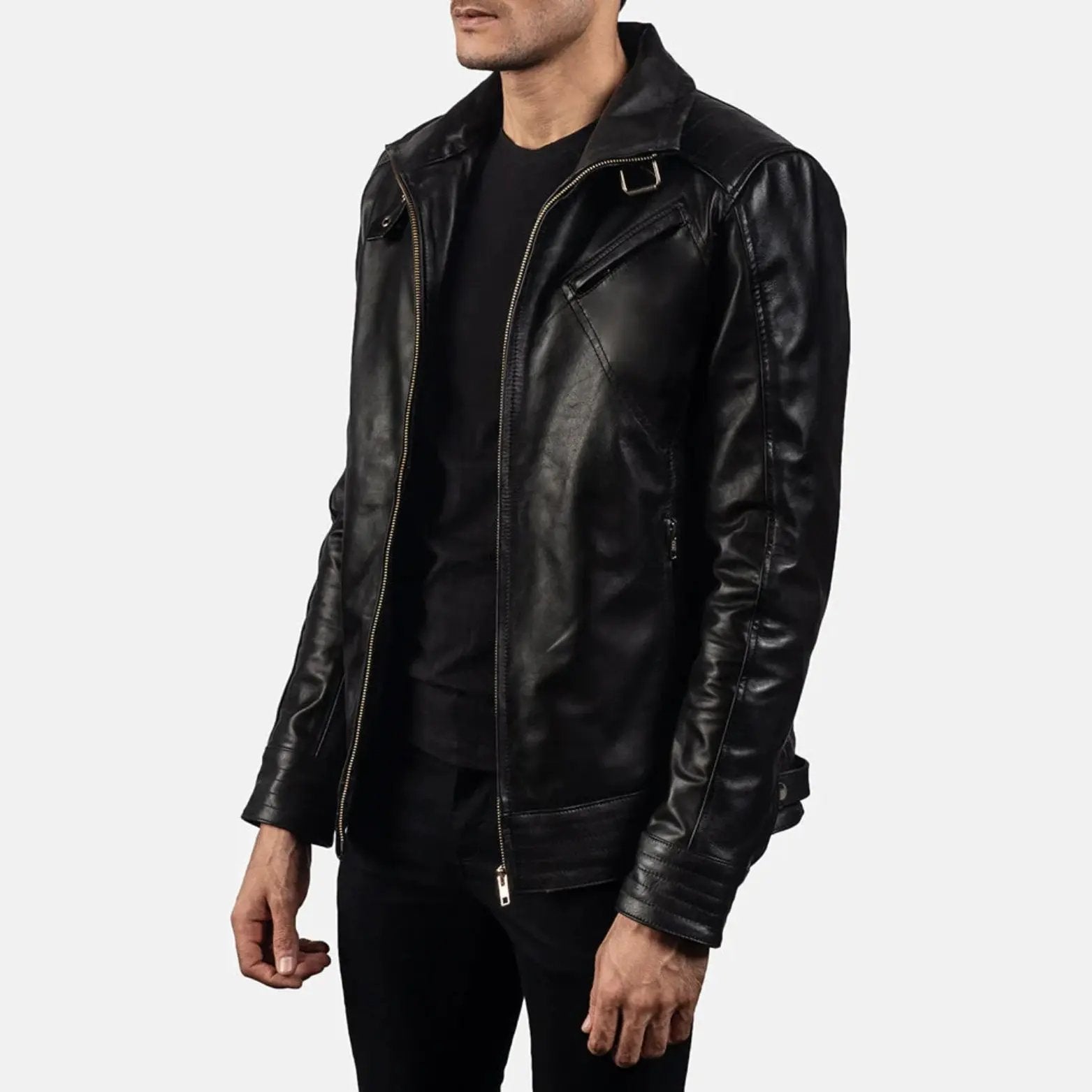 Legacy Black Leather Biker Jacket TOSCANO LEATHER