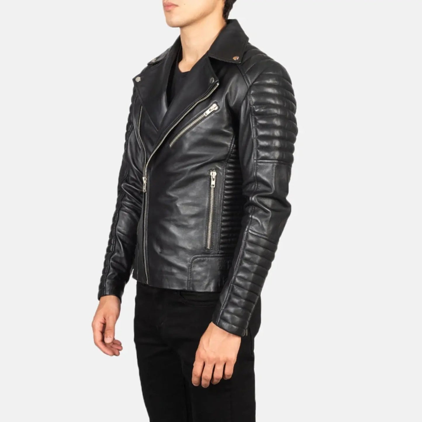 Armand Black Leather Biker Jacket TOSCANO LEATHER