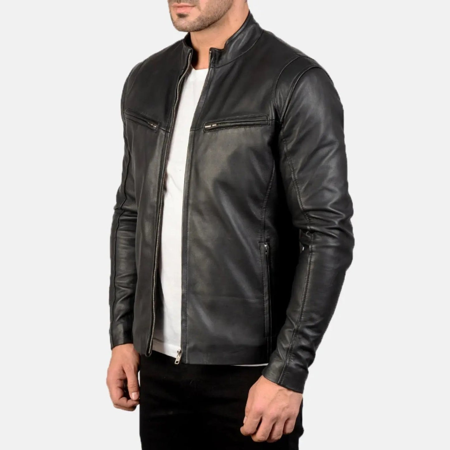 Ionic Black Leather Jacket TOSCANO LEATHER