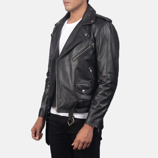Allaric Alley Black Leather Biker Jacket TOSCANO LEATHER