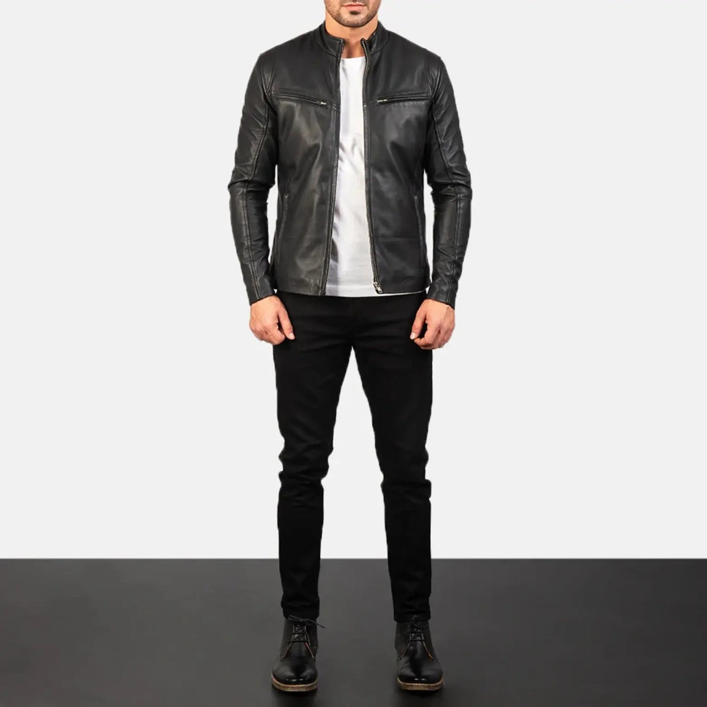Ionic Black Leather Jacket TOSCANO LEATHER