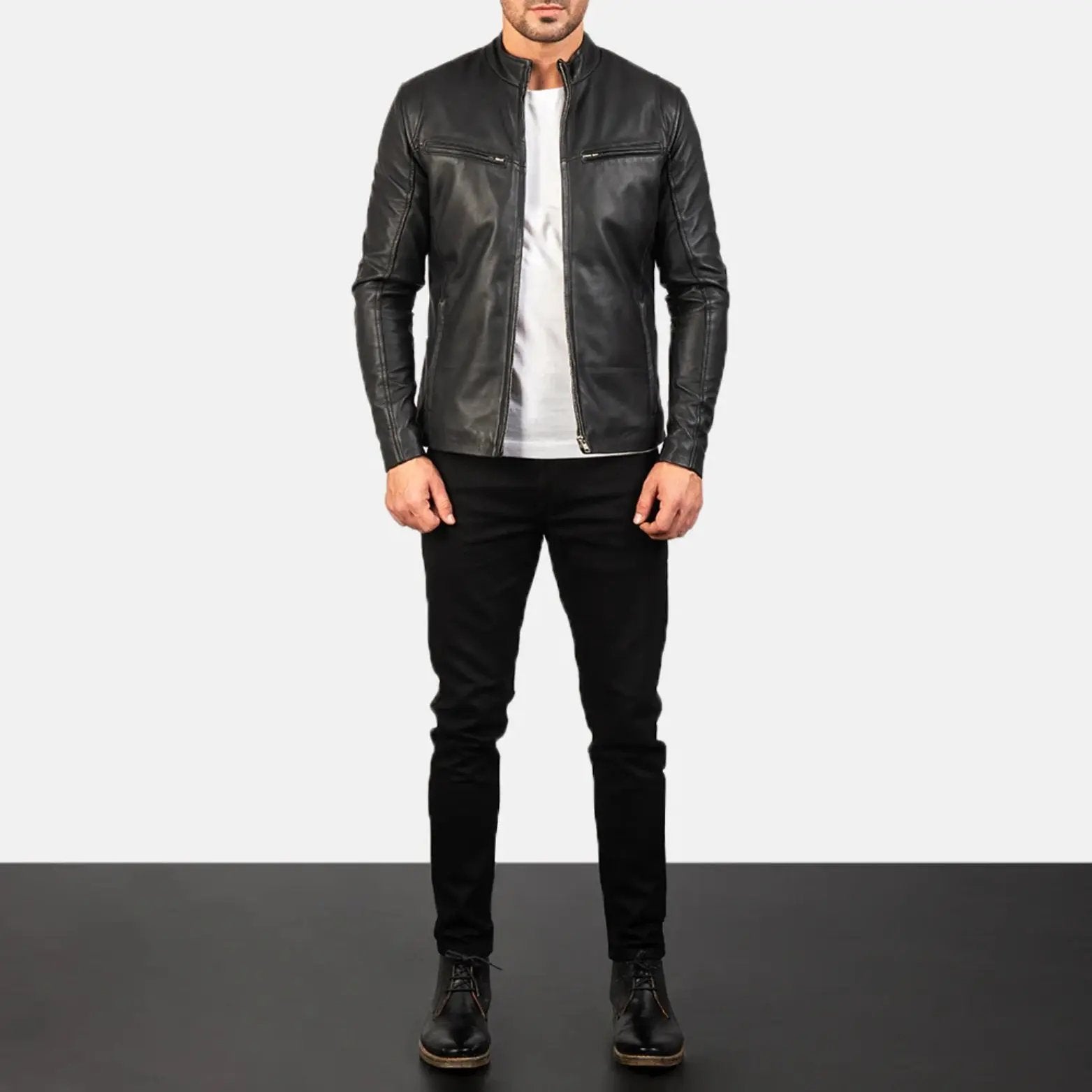 Ionic Black Leather Jacket TOSCANO LEATHER