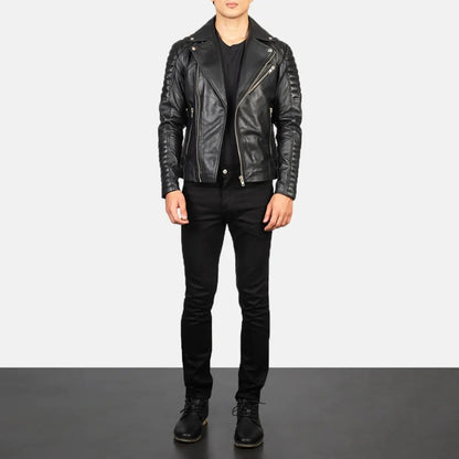 Armand Black Leather Biker Jacket TOSCANO LEATHER