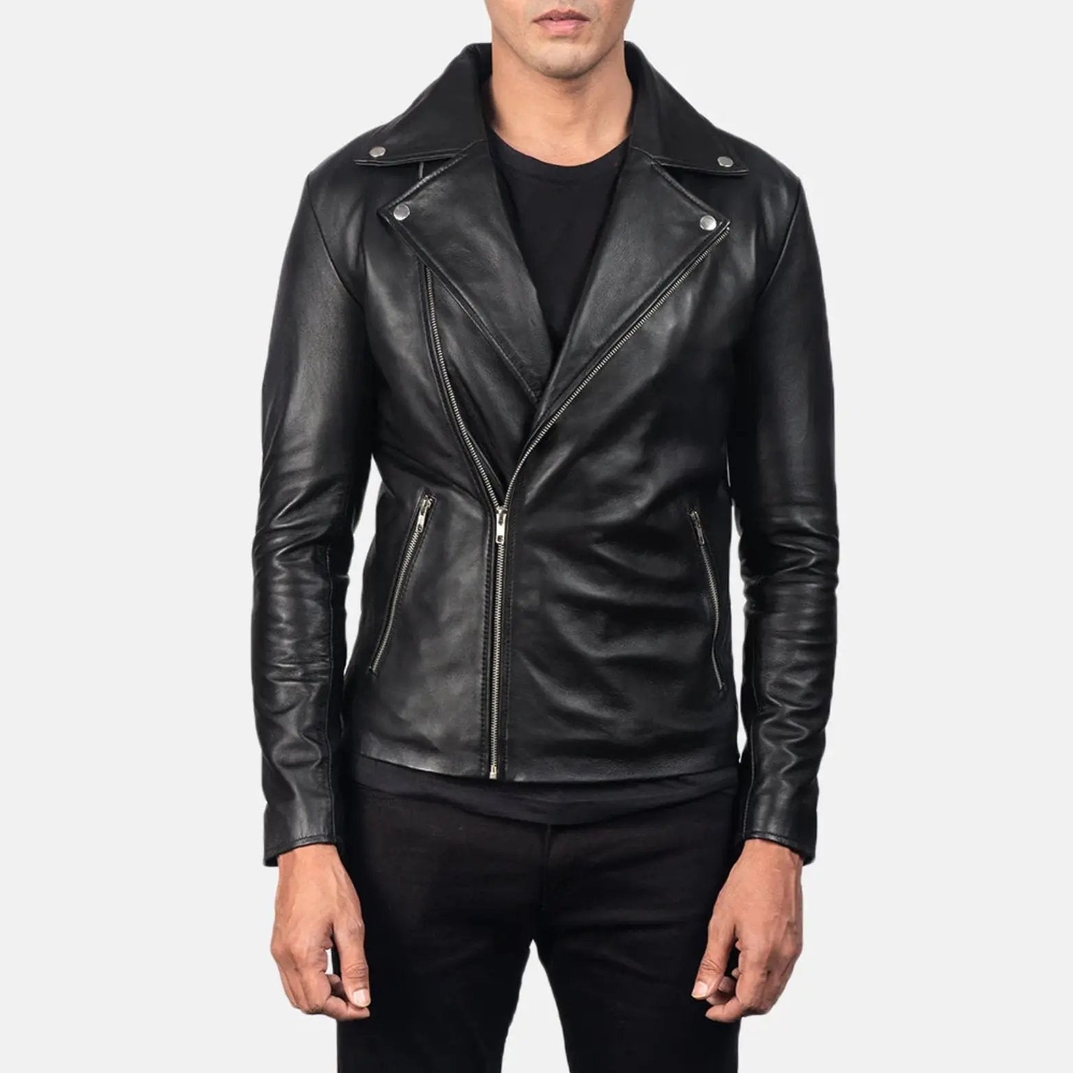 Noah Black Leather Biker Jacket TOSCANO LEATHER