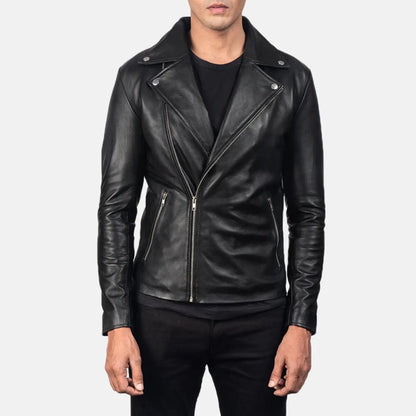Noah Black Leather Biker Jacket TOSCANO LEATHER