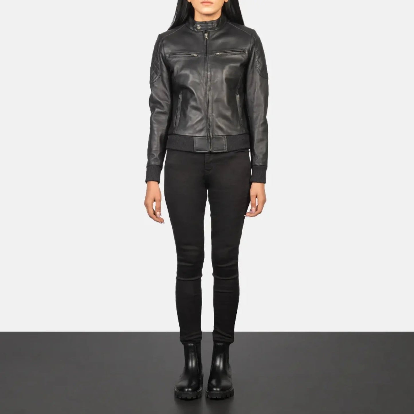 Zenna Black Leather Bomber Jacket TOSCANO LEATHER