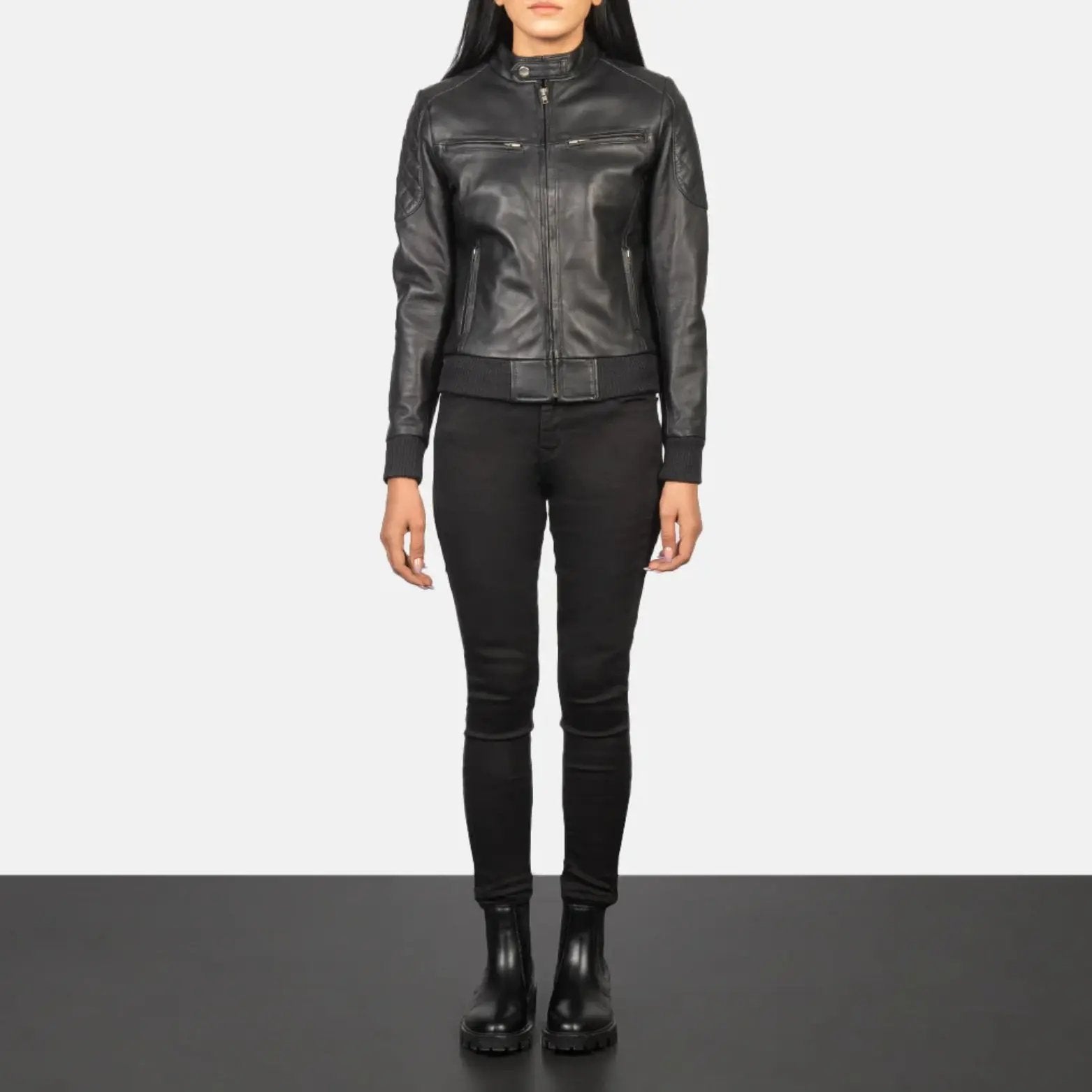 Zenna Black Leather Bomber Jacket TOSCANO LEATHER