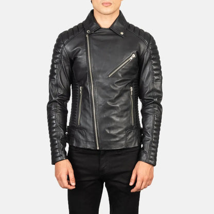Armand Black Leather Biker Jacket TOSCANO LEATHER