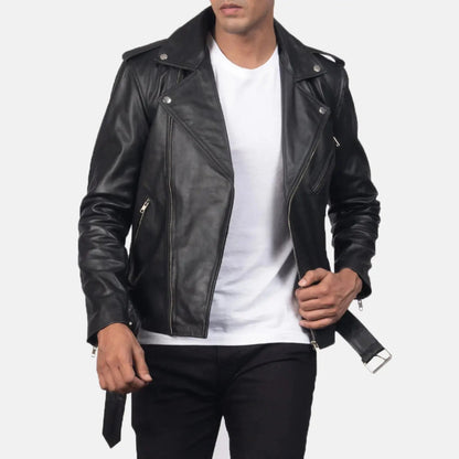 Allaric Alley Black Leather Biker Jacket TOSCANO LEATHER