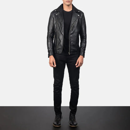 Noah Black Leather Biker Jacket TOSCANO LEATHER