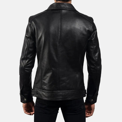 Legacy Black Leather Biker Jacket TOSCANO LEATHER