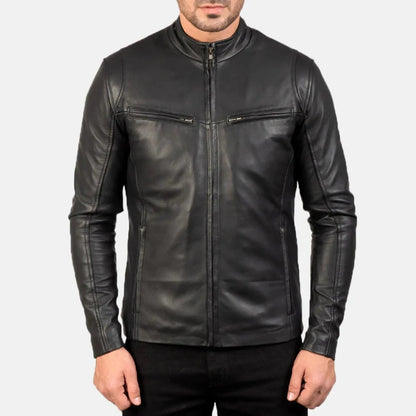 Ionic Black Leather Jacket TOSCANO LEATHER