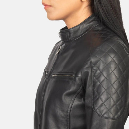 Zenna Black Leather Bomber Jacket TOSCANO LEATHER