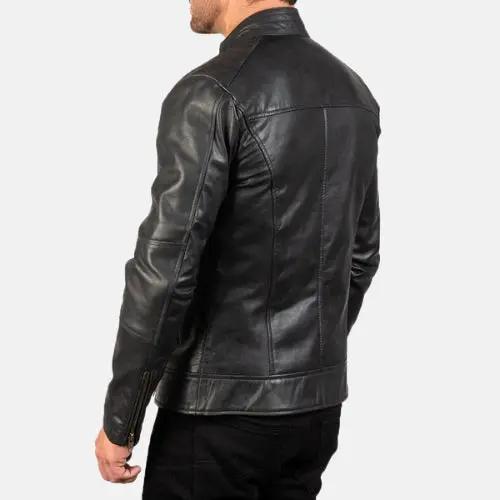 Dean Black Leather Biker Jacket TOSCANO LEATHER