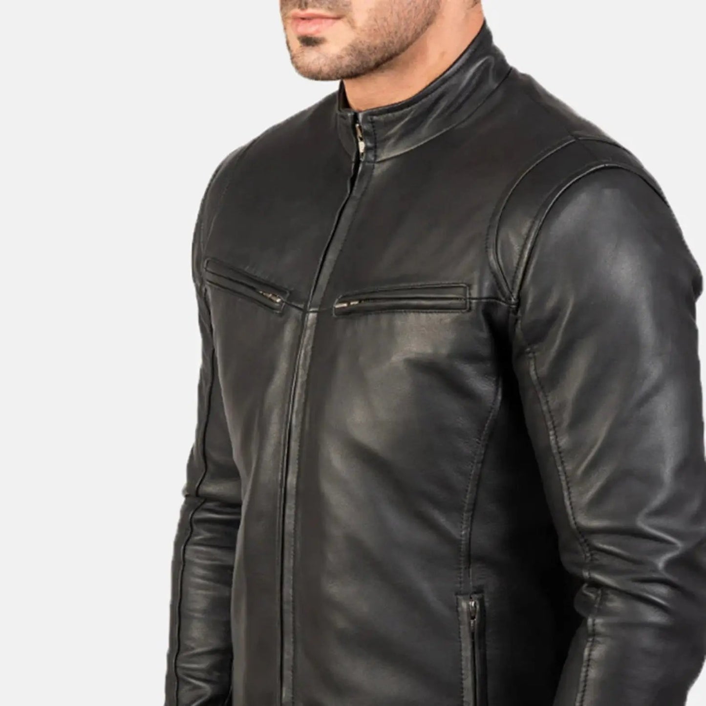 Ionic Black Leather Jacket TOSCANO LEATHER