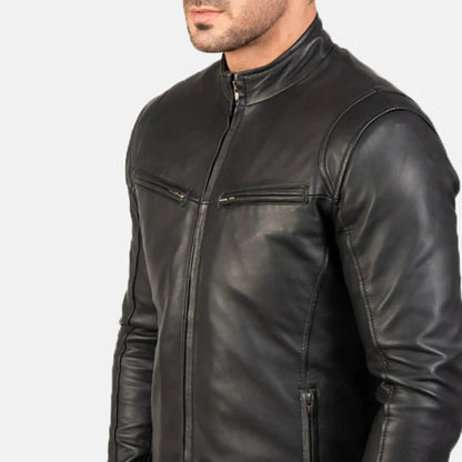 Ionic Black Leather Jacket TOSCANO LEATHER