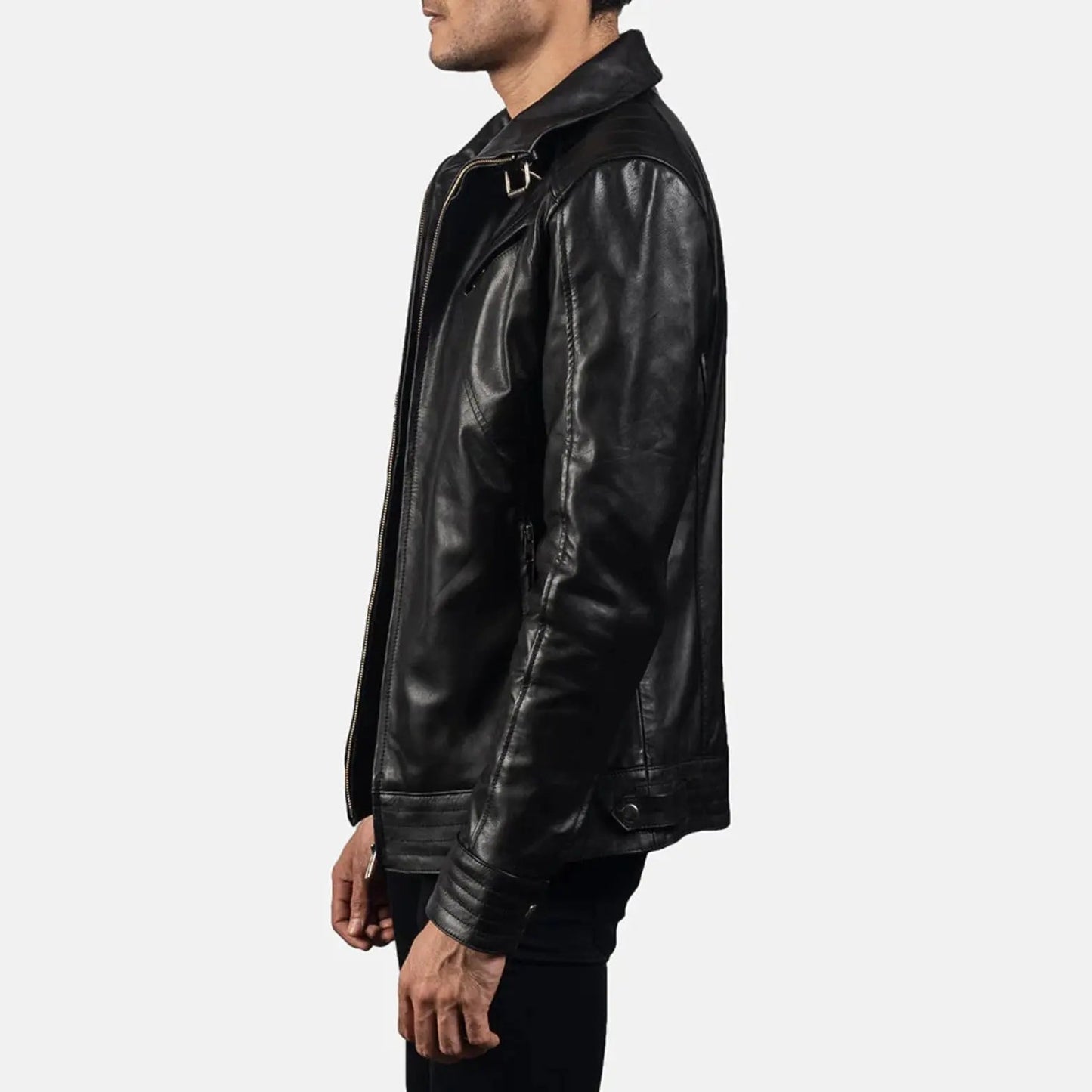 Legacy Black Leather Biker Jacket TOSCANO LEATHER