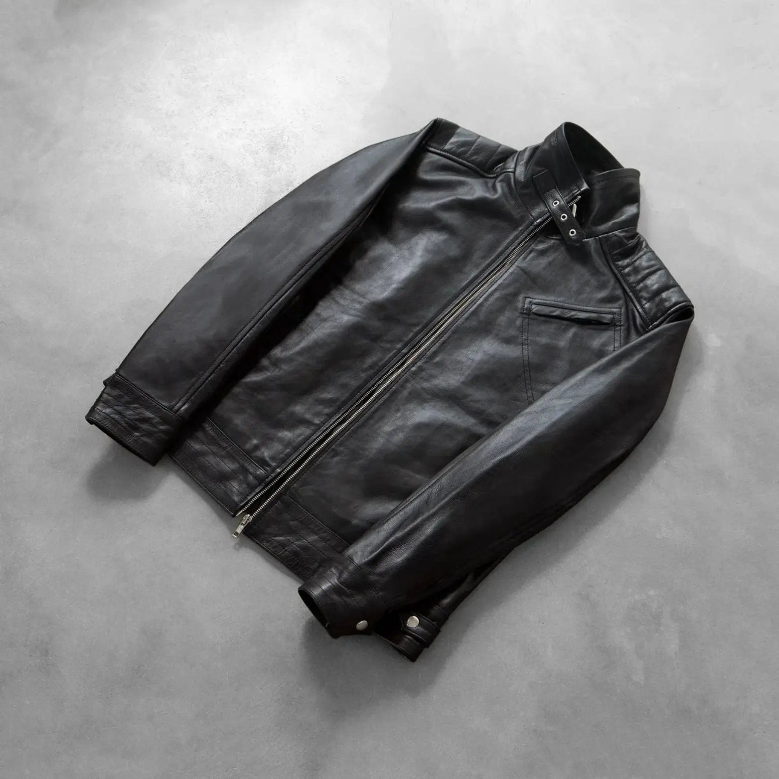 Legacy Black Leather Biker Jacket TOSCANO LEATHER