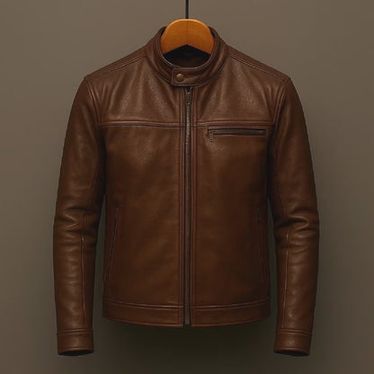 Dean Brown Leather Biker Jacket